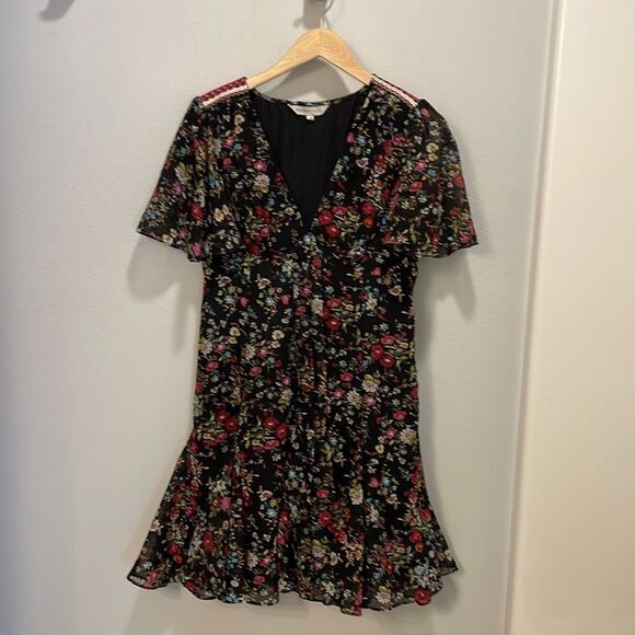 Ranna Gill for Anthropologie black floral v neck Artemisia dress - Picture 2 of 13